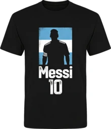 Argentina Soccer, World Cup 2022 Champion, Retro Graphic Tee, Black Casual T-Shirt, Football Fan Apparel, Vintage Silhouette Print - 黑色 - 查看 1