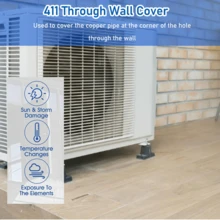 Funda protectora 411 para tubos a través de pared, cubierta decorativa para tubos de cobre de aire acondicionado interior/exterior, kit de funda para tubería PVC (serie 80). Oculta tubos, compatible con equipos existentes, hecha de PVC resistente y ecológico, apta para mini split/sistemas centrales, fácil instalación, se puede pintar. - Blanco - Ver 1