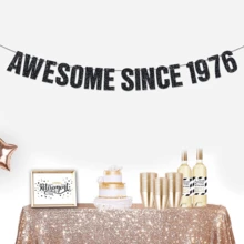 1Set,50th Birthday Decorations For Men And Women, Black/Gold Flash Happy 50th Birthday DIY String Glitter Banner, Awesome Since 1976, Straight Out 1976,Hello50,50 Fabulous, Cheers For 50 Years Party Supplies - Multicolor - View 9