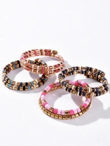 1条时尚奢华合金手链，适合女士佩戴，情侣手链，日常搭配，情人节、母亲节礼物、生日珠宝礼物 - 款式 1 - 查看 6