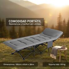Cama Plegable Portátil para Adultos - Cama de Camping Ultraligera y Compacta, Tela Negra Resistente, Ideal para Playa, Senderismo, Picnic y Aventuras de Viaje - Gris - Ver 3