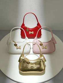 Girls' Pearl Bow Handbag, New Autumn/Winter Bag, Fashion Small Bag For Little Girls, Princess Bag, Girls' Coin Purse, Mini Bag, Super Cute Handbag, Christmas Gift, Birthday Gift, Candy Bag, Lipstick Bag, Personalized Small Bag, Snack Bag For Shopping, Accessory Bag, Bag, Runway Bag - one-size - View 1