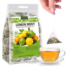ULTHMOK Lemon Mint Tea 3.5g*50 Bags Refreshing Fruit Tea Dried Lemon Lime Orange Slices Perppermint No Additives Triangular Tea Bag Easy To Brew Easter Basket Stuffers Beverage - Lemon Mint-50 - View 5