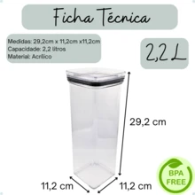 Kit Com 12 Potes Herméticos Porta Em Acrílico Cristal Empilhável Organizador De Mantimentos - Transparente - Visão 4
