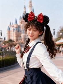 1pc Cute Cartoon Minnie Mouse Ear Headband, Glitter Daisy Duck Minnie Ear Headband, Disney Theme Park Decorative Headband, Suitable For Student Parties, Costume Parties, Role-Playing, Theme Parks And Other Occasions, Headband, Hair Accessory