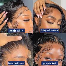 34 Inch Lace Front Wigs Blended Human Hair Deep Wave 13x4 HD Transparent Lace Frontal Wig For Women 200% Density Curly Wet And Wavy Lace Front Wigs Human Hair Glueless Wig - Natural & Black - View 8