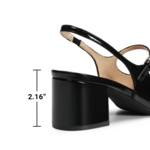 Women's Mary Jane Low Chunky Heels Slingback Closed Square Toe Dress Shoes Elegant Wedding Party Work Office Pumps Shoes - 黑色 - 查看 7