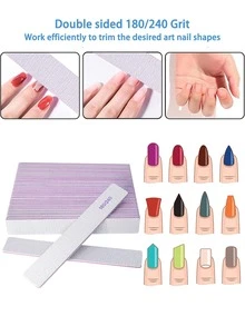 50pcs/25pcs/10pcs/5pcs/3pcs/1pc Nail Files, Professional 180/240 Grit Nail Files Double Sided Emery Board Washable Emery Boards Reusable Nail Buffers Nail Supplies,Nail Tools,Nail Art Tools,Back To School,Nails,Nail Tools - Multicolor - View 3