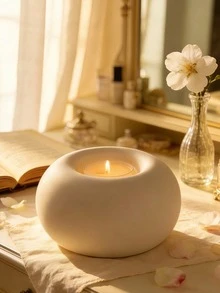 Nordic Modern Simple White Ceramic Candle Holder, Round Candle Holder For Tabletop, Home, Dining Table, Wedding, Holiday Decor - White Candlestick - View 2