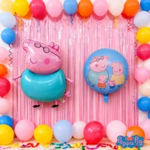 2pcs Creative Balloon, Peppa Pig Cartoon Foil Balloons, Birthday Party Decorations, Atmosphere Decor, Theme Party Supplies, Photo Props - Multicolor - View 6