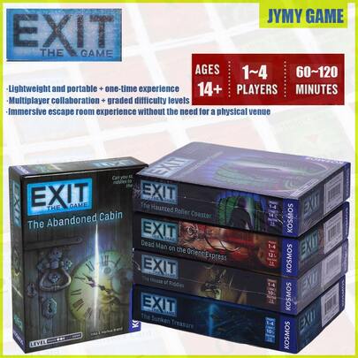EXIT: The Game 5 Packs – Adult Escape Room Card Games: The Abandoned Cabin, Haunted Roller Coaster & More, Portable 1-Time Immersive Experience For 1-4 Players (60-120 Mins), Collaborative Graded-Difficulty Fun For Adult Gatherings