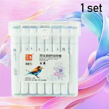 WUQIANNIAN 1 Set de 12/24/36/48/60 Marcadores de Doble Punta WQN, Marcadores Acrílicos y Plumas de Acuarela, Coloración Uniforme, Resistentes a la Decoloración, Inodoros, Adecuados para Diversos Escenarios de Garabateo y Dibujo, Temporada de Regreso a Clases - Multicolor - Ver 12