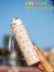 750ml Children's Water Bottle, Cute Straw Cup Gift For Girls & Boys, Suitable For Outdoor, School, Sports, Graduation, Butterfly & Cherry Heart Design, Portable - Multicolor - View 11