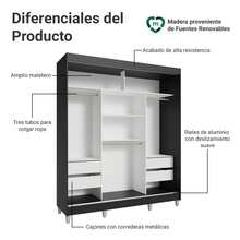 Ropero Closet Madesa Reno 3 Puertas 1 Espejo Con Pies NN - Negro - Ver 4