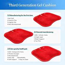 Red Double-Layer Thick Gel Seat Cushion, Column-Shaped Breathable Anti-Slip Cover, Pressure Dispersion Design, Suitable For Office And Car Wheelchair Elastic Furniture Protection Cover - Đỏ - Xem 3