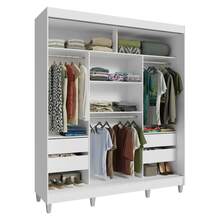 Ropero Madesa Reno 3 Puertas Corredizas Con Espejo y Pies B2 - Blanco y Marrón - Ver 10