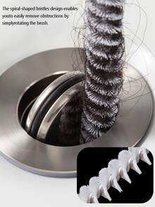 1pc Pipe Drain Brush, Drain Cleaning Tool, Hair Removal Drain Cleaner, Sink Drain Cleaning Brush - White - View 6