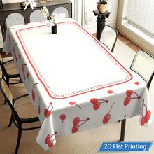 [Party Tablecovers]1pc 55*70inch Round Tablecloth Romantic Red Heart Pattern Tablecloth For Valentine's Day Decor 2D Flat Printing Design 2D Flat Indoor/Outdoor Dining Decor, Table Cover Party Packs,The Best Set Of Supplies For A Party Event Of Birthday New Year Valentine's Day - A - Xem 3