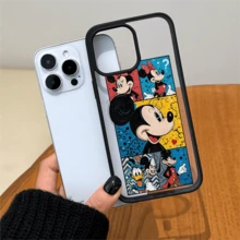 Disney. ‌   What Mickey Mouse Patterned Phone Case Designed With Vibrant Comic Panels Featuring Beloved Characters. Compatible With  17, 16, 15, 14, 13, 12, And 11 Pro Models, With Shockproof Protection. A Fun Accessory For Fans Of All Ages, Perfect For Birthdays, Holidays, And Special Occasions..Holiday Accessories. - Black - View 5
