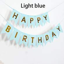 1pc Happy Birthday Gold Foil Pennant Flag, Decorative Banner For Party Supplies - Multicolor - View 8
