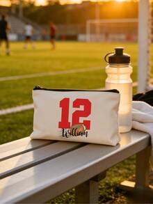 Bolsa de lona con tema deportivo personalizada - Bolsa de lona portátil personalizada, se puede imprimir nombre y patrones deportivos, adecuada para: regalos de fiesta con tema deportivo, regalos de fiesta de cumpleaños, bolsas de regalo personalizadas para celebraciones de campeonato de equipo, bolsas de almacenamiento exclusivas para jugadores de partidos de de baloncesto de exalumnos, bolsas esenciales para aficionados al día del partido de fútbol, decoraciones de fiesta y regalos del día del partido. - Multicolor - Ver 8