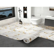 1卷高档大理石纹自粘墙纸，可移除DIY墙贴，防水、防油、易于维护和清洁，适用于厨房、浴室、墙面装饰，现代铂金纹理艺术风格 - 白金 - 查看 8