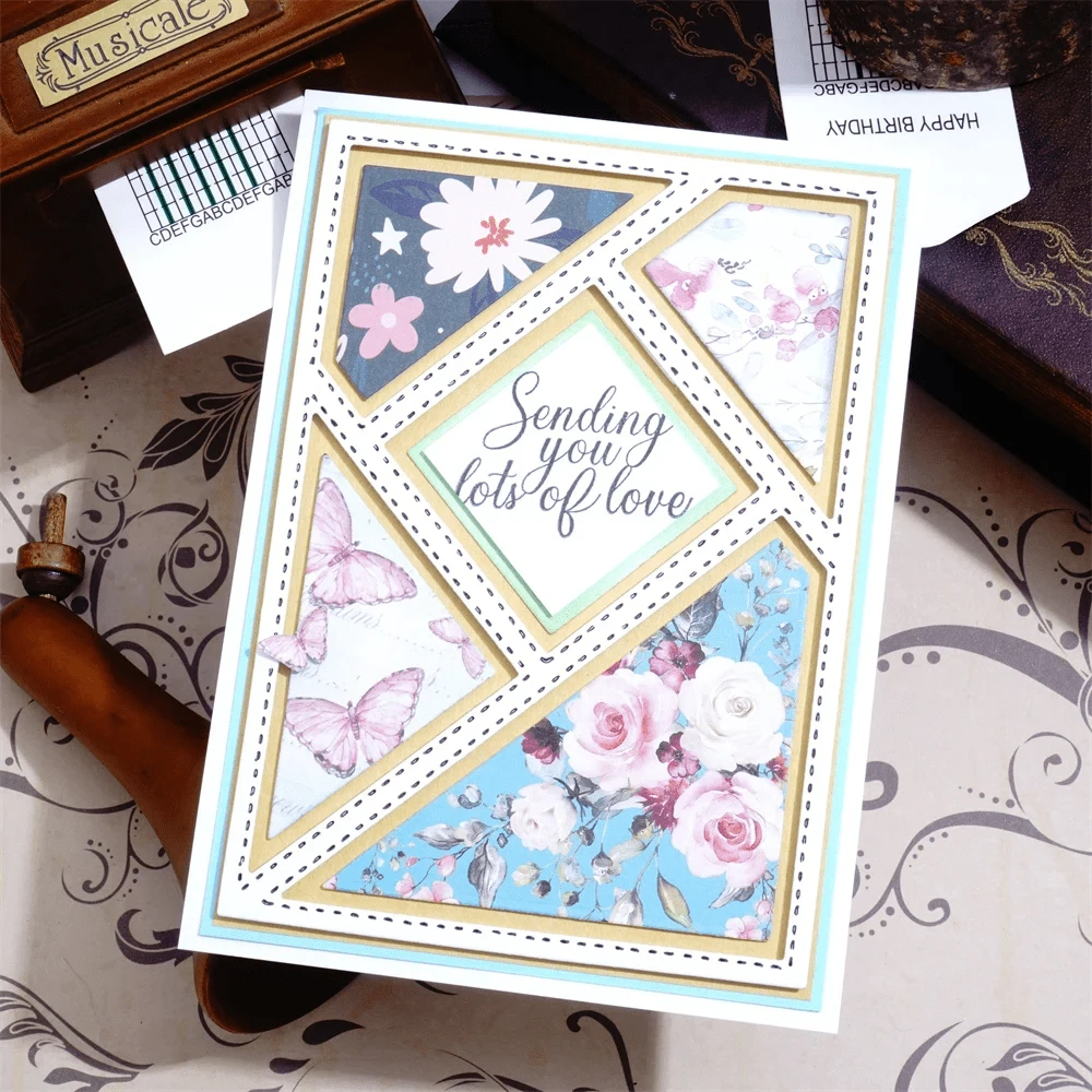 Cutting Die For Making Paper Cards 3D Background Frame Metal Template Scrapbooking Tool DIY Craft Embossing Template Album Art Supplies (D) - Silver - View 1