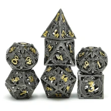 1set 7psc D&D Dice Set Metal Dice Dice Gift Polyhedral Dice Set D&D Role Playing Dice D20 Hollow Polyhedral Dice Set For RPG MTG Table Games - Multicolor - View 1