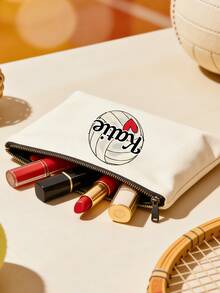 1pc Customized Canvas Chain Bag With Ball Design. Can Be Printed With Your Name/Custom Text. Includes Elements Of Multiple Balls Such As Soccer, Rugby, Baseball, Volleyball, Tennis, Basketball, Bowling, And Golf.