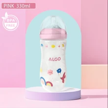 1个330毫升/260毫升/250毫升/150毫升PP材质婴儿奶瓶，弧形防摔易握设计，清晰刻度科学喂养，柔软硅胶奶嘴，可拆卸，适合新生儿礼物、圣诞礼物