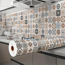 1 cuộn gạch lát sàn tự dính phong cách Bohemian, thiết kế gạch men, chống thấm nước, dán dễ dàng, không keo dính, dễ tháo gỡ và vệ sinh, thích hợp cho phòng khách, nhà bếp, phòng tắm, trang trí phòng ngủ DIY, tiệc tùng ngày lễ. - Nhiều màu - Xem 6