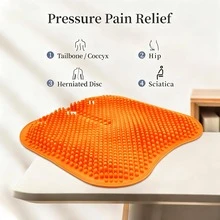 Orange Double-Layer Thick Gel Seat Cushion, Column-Shaped Breathable Anti-Slip Cover, Pressure Dispersion Design, Suitable For Office And Car Wheelchair Elastic Furniture Protection Cover - Orange - View 4