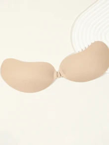 1 Set Reusable Adhesive Push-Up Bra In Skin Tone, And 1 Invisible Backless Bra Suitable For All Seasons