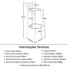 Set Of 4 High Stools With Black Frame And Gradient Wicker Backrest - Ideal For Counters, Islands, Worktops, Gourmet Areas, Bars, American Kitchens, And Pools - 白色座椅 - 查看 2