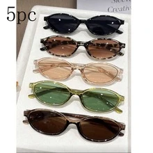 3/4/5pcs Set Women Leopard Print Oval Plastic Frame Classic Chic Eyeglasses, Suitable For Tropical Beach, Singles Party, Outdoor Travel And Other Occasions - Multicolor - View 8