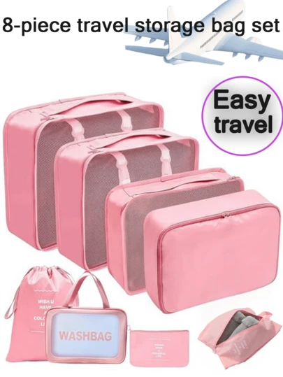 1/8pcs Travel Storage Bags, Foldable Clothes Organizer Bags, Luggage Packing Cubes, Makeup Bags, Bathroom Storage Bags, Brush Holder Bags, Shoe Bags, Compression Bags, Great For Bridesmaids Gifts, Mother's Day Gifts, Birthday Gifts, Friends & Teachers, Home Decor, Bathroom, Bedroom, Jewelry & Nail Polish Storage