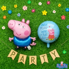 2pcs Creative Balloon, Peppa Pig Cartoon Foil Balloons, Birthday Party Decorations, Atmosphere Decor, Theme Party Supplies, Photo Props - Multicolor - View 7