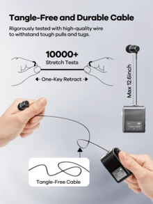 REMAX 带降噪功能的夹式蓝牙5.4耳机；12.6英寸可伸缩线缆；液晶显示屏；来电振动提醒；运动耳机；游戏耳机；办公耳塞； - K89-多色 - 查看 10