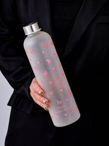 1pc 1000ml Matte Water Bottle, Large Capacity School/Outdoor Cup With Butterfly Decor, Strawberry Heart Design, Best Gift For Mother, Sports Water Bottle - Multicolor - View 12