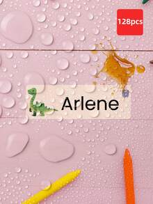 1/32/64/128/256 Pcs Customizable Name Stickers, Waterproof And Oil-Proof Labels, Cartoon Dinosaur Pattern Stickers, Paper Name Labels, Personal Items - Multicolor - View 16