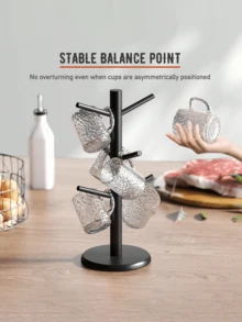 This Coffee Cup Holder Tree With 6 Hooks Serves As A Cup Holder, Keychain Organizer, And Also Helps Drain Water From Mugs And Cups. It's Suitable For Kitchens, Living Rooms, And Desktops. - 彩色 - 查看 7