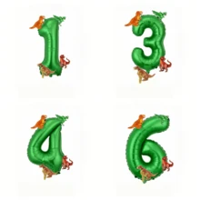 5 Stück Dinosaurier Grüne Zahl Ballons, 32 Zoll extra große grüne Folien-Zahl Ballons mit 4 Mini Dinosaurier Ballons, gemischte Farbe Gummi Dinosaurier Film Ballon Set, geeignet für Geburtstags-Party Dekoration, 1. Geburtstag, Weihnachtsdekoration - Grün - Übersicht 1
