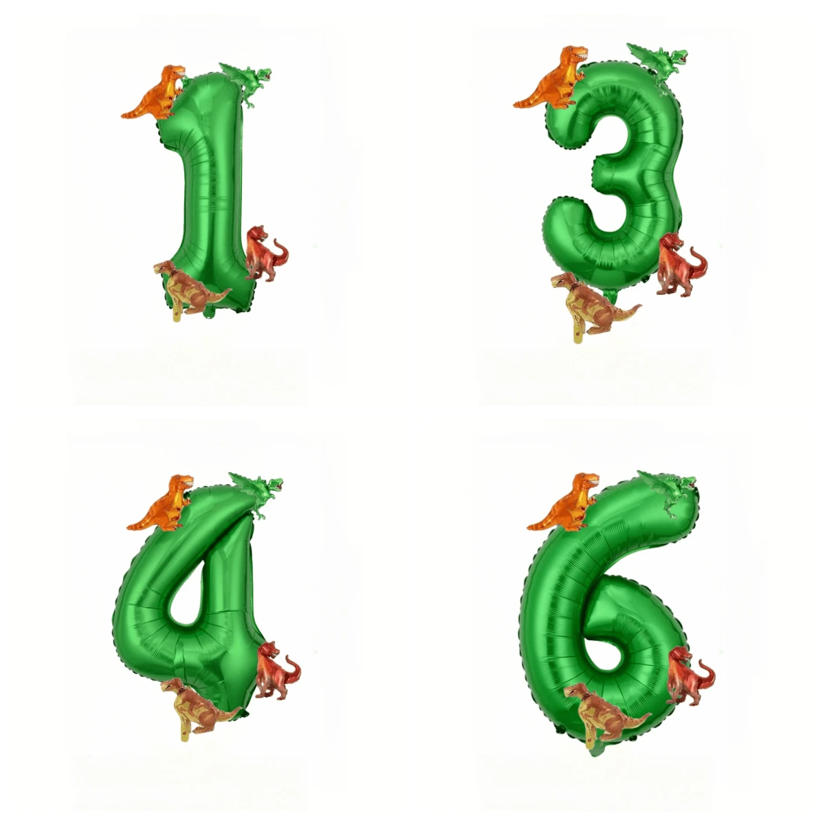 5 Stück Dinosaurier Grüne Zahl Ballons, 32 Zoll extra große grüne Folien-Zahl Ballons mit 4 Mini Dinosaurier Ballons, gemischte Farbe Gummi Dinosaurier Film Ballon Set, geeignet für Geburtstags-Party Dekoration, 1. Geburtstag, Weihnachtsdekoration - Grün - Übersicht 1