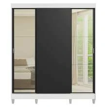 Ropero Madesa Reno 3 Puertas Corredizas Con Espejo y Pies BN - Blanco y Negro - Ver 9