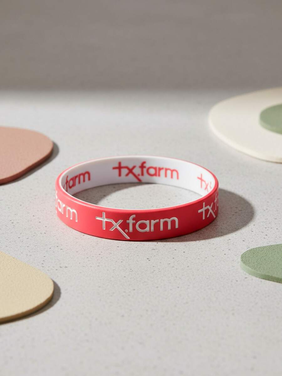 Country Texas Silicone Bracelet Double Red And White - 紅色 - 查看 1