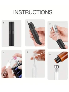 2pcs + 4pcs Accessories 8ML Refillable Rotating Perfume Travel Spray Bottles, Includes 2pcs Spray Bottles, 1pc Funnel, 1pc Dropper, 1pc Spring Straw, 1pc Dispenser, Mini Portable Refillable Atomizer