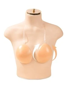 硅胶胸罩挂脖带隐形聚拢文胸防水亲肤女士胸贴 - 米色 - 查看 5