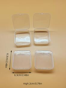 4pcs Transparent Square Storage Boxes, Width: 4.5cm/5.5cm/6.5cm/7.5cm, Suitable For Storing Transparent Beads, Jewelry, Earrings, Crafts, Stationery And Small Accessories - Clear - View 7