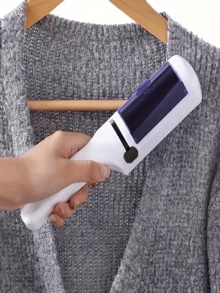 1个便携式除毛器，防静电刷，干洗粘毛去除工具，可重复使用双面除毛刷，地毯刷，适用于衣物、沙发、家具、床上用品，清洁工具，吸尘器配件，蓬松派对刷，适合秋季、圣诞节等场合 - 白色 - 查看 10