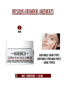 Kiehl's Since 1851 Ultra Facial Cream, 50ml Full-Size/14ml Travel Size/3ml Sample Mini, 24-Hour Daily Hydrating Cream With 4.5% Squalane, Deeply Moisturizes & Strengthens Skin Barrier, Lightweight Nourishing Formula For All Skin Types, Ideal For Daily Use/Office Commute/Travel & Severe Climates, Enhanced Repair Facial Moisturizer & Thoughtful Skincare Gift - Highly Moisturizing Face Cream - View 14